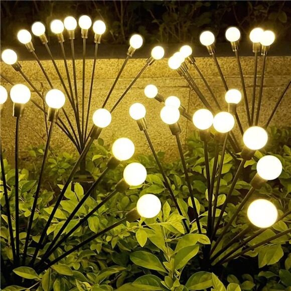 Solar Garden Lights, 4 Pack 10LED New Upgraded Solar Firefly Starburst Swaying